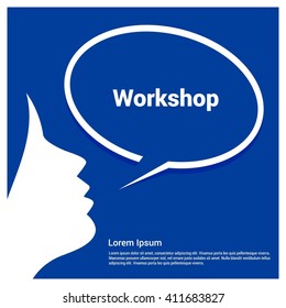 workshop Female announce Speech Bubble