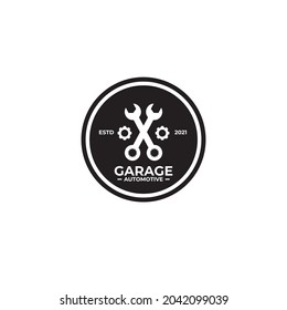 WORKSHOP GARAGE AUTOMOTIVE MODERN WITH LOGO VECTOR ICON VINTAGE MINIMALIST ILLUSTRATION DESIGN