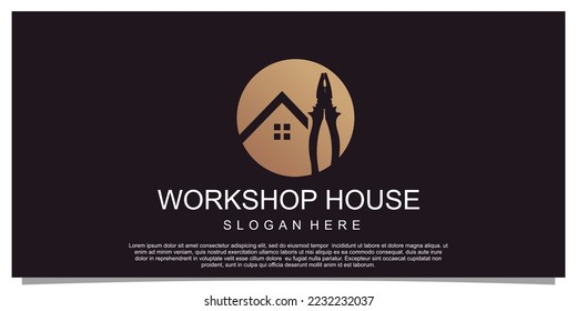Workshop house and building concept logo design home building construction Premium Vector Part 1