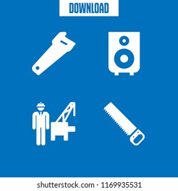 workshop icon. 4 workshop vector set. speaker, engineer and saw icons for web and design about workshop theme