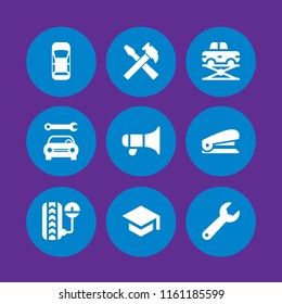 workshop icon. 9 workshop set with mechanic, speaker, tool and auto vector icons for web and mobile app