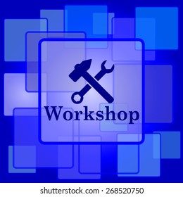Workshop icon. Internet button on abstract background. 