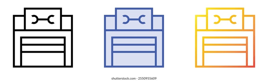 workshop icon. Linear, Blue Fill and Gradient Style Design Isolated On White Background