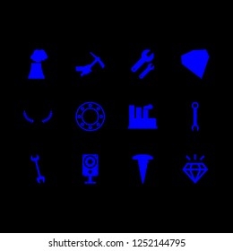 workshop icon set about factory, wreath, tool and screw vector set