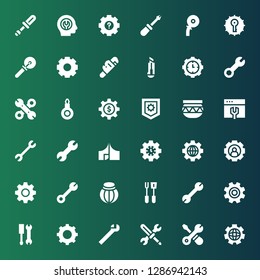 workshop icon set. Collection of 36 filled workshop icons included Settings, Tools, Wrench, Setting, Pottery, Tool, Threader, Cutter, Screwdriver, Fixed