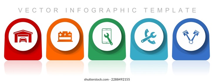 Workshop icon set, flat design miscellaneous colorful icons such as pistons, battery, service and tools for webdesign and mobile applications, infographic vector template in eps 10