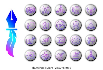 workshop icon set with futuristic, elegant and professional gradient style. ideal for company branding or workshop services. etc.