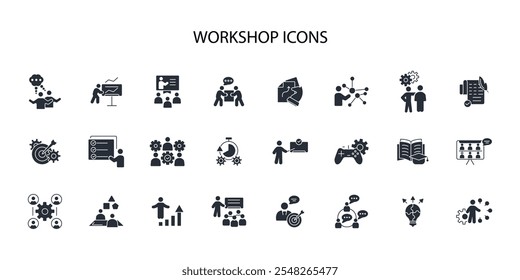 Workshop icon set.vector.Editable stroke.linear style sign for use web design,logo.Symbol illustration.