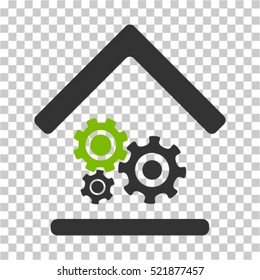 Workshop icon. Vector pictograph style is a flat bicolor symbol, eco green and gray colors, chess transparent background. Designed for software and web interface toolbars and menus.