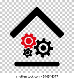Workshop icon. Vector pictograph style is a flat bicolor symbol, intensive red and black colors, chess transparent background. Designed for software and web interface toolbars and menus.