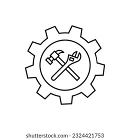 Vector de icono del taller. Reparar el signo de ilustración. Símbolo del centro de servicio. Logo de ingeniería.