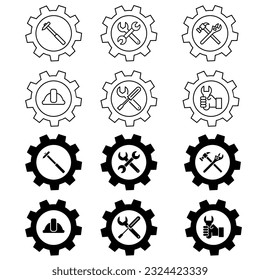 Workshop icon vector set. Repair illustration sign collection. Service center symbol. Engineering logo.