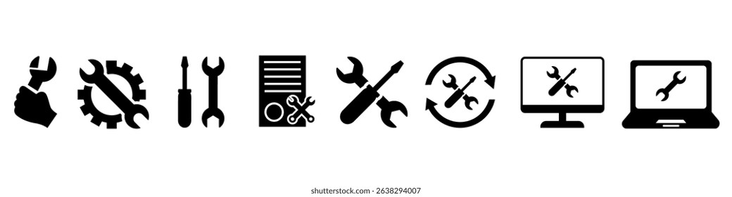 Workshop icon vector set. Repair illustration sign collection. Service center symbol. repair set of web icons. Workshop for web and mobile app.