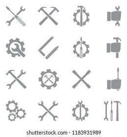 Workshop Icons. Gray Flat Design. Vector Illustration. 