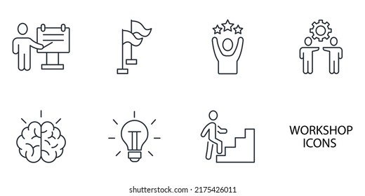 Workshop icons set . Workshop pack symbol vector elements for infographic web