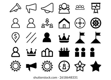 Workshop Icons Set: Teamwork, Strategy, Leadership, Innovation, Collaboration