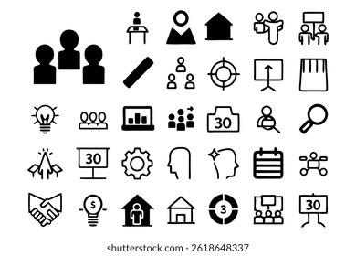 Workshop Icons Set: Teamwork, Strategy, Leadership, Innovation, Collaboration