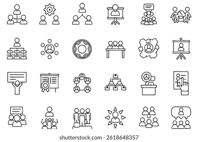 Workshop Icons Set: Teamwork, Strategy, Leadership, Innovation, Collaboration