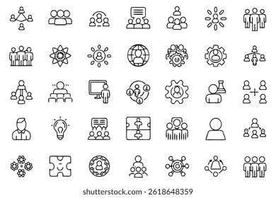 Workshop Icons Set: Teamwork, Strategy, Leadership, Innovation, Collaboration
