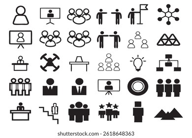 Workshop Icons Set: Teamwork, Strategy, Leadership, Innovation, Collaboration
