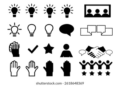 Workshop Icons Set: Teamwork, Strategy, Leadership, Innovation, Collaboration