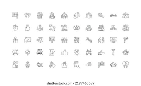 Workshop ideas, linear icons, line signs set, vector collection