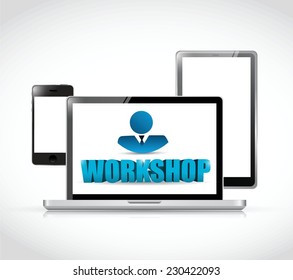workshop illustration design over a white background