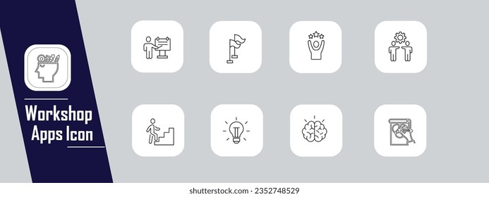 Workshop infographic app Icon template 
Set  