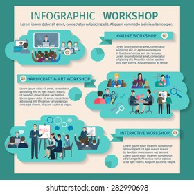 Workshop infographics set with art business and handicraft elements vector illustration