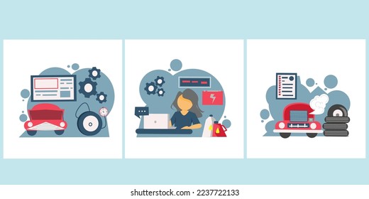 workshop item bundle vector illustration in blue background.  suitable for web design and others.