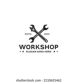 Workshop key logo in vintage style