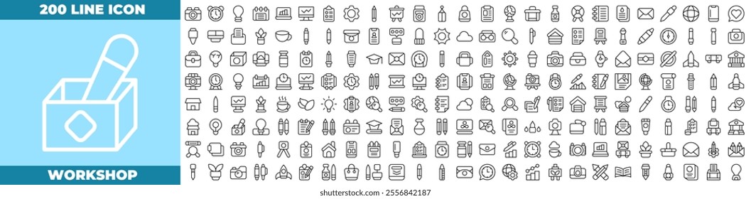 Workshop Line Editable Icons set. Vector illustration in modern thin line style of workshop icons: Containing team building, collaboration, teamwork, etc