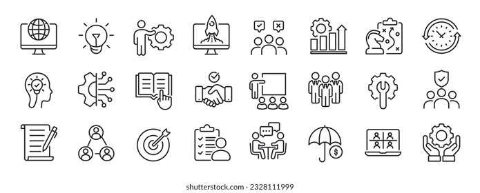 Iconos de la línea del taller. Para diseño de marketing de sitios web, logotipo, aplicación, plantilla, ui, etc. Ilustración vectorial.