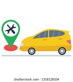 Workshop location flat detailed icon 