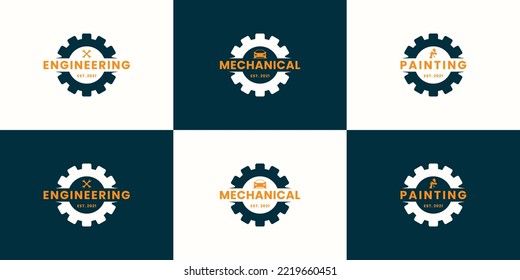 workshop logo design. mechanical, engineering, painting logo design collection