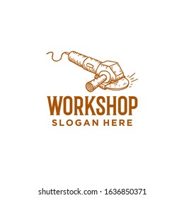 Workshop logo hand-drawn vintage and rustic, very elegant.
