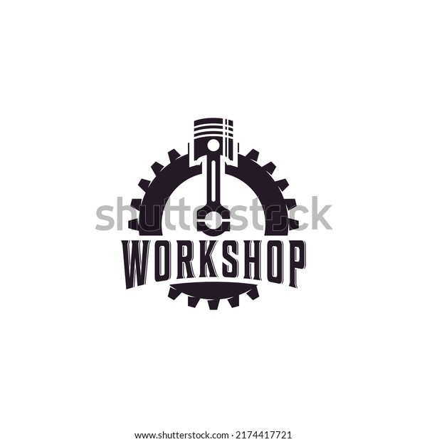workshop logo template\
in white background