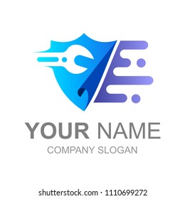 workshop logo using shield symbol, logo ready to use