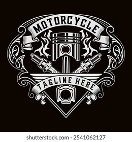 logotipo da oficina, wrench pistão engrenagem motor decoração estilo vintage para oficina de carro ou motocicleta.	
