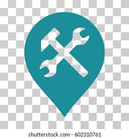 Workshop Map Marker icon. Vector illustration style is flat iconic symbol, soft blue color, transparent background. Designed for web and software interfaces.