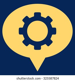 Workshop Map Marker vector icon. Style is flat symbol, yellow color, rounded angles, blue background.