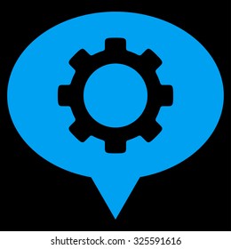 Workshop Map Marker vector icon. Style is flat symbol, blue color, rounded angles, black background.