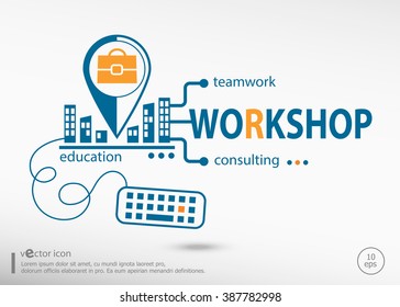 Workshop and marketing concept. Workshop concept for application development, creative process.