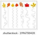 Workshop on handwriting. Educational children's game. Line tracing for children and toddlers. Autumn leaves, vector isolated on a white background.