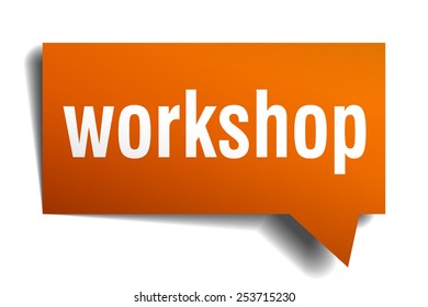 workshop orange speech bubble isolated on white. workshop sticker. workshop peeler. workshop sign. workshop speech bubble. workshop orange sign.