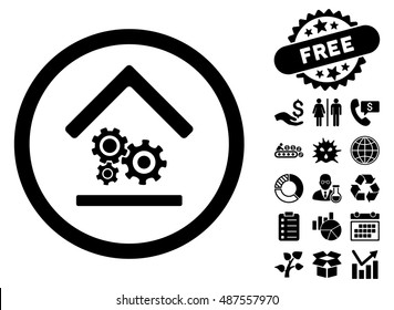 Workshop pictograph with free bonus pictograph collection. Vector illustration style is flat iconic symbols, black color, white background.