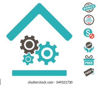 Workshop pictograph with free bonus pictograms. Vector illustration style is flat iconic symbols, grey and cyan colors, white background.