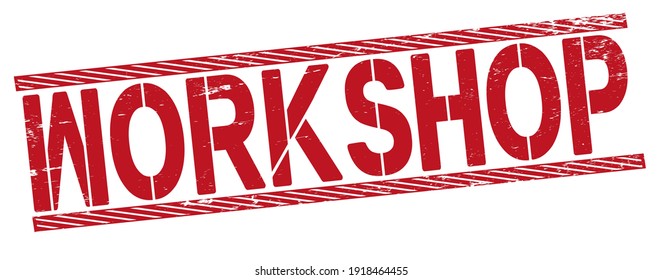 Workshop red stamp text on white on white