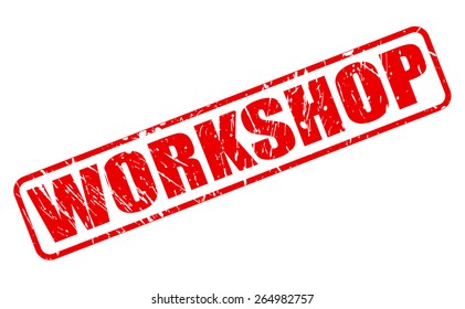 Workshop red stamp text on white