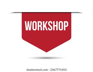 workshop red vector banner illustration isolated on white background